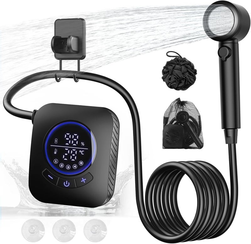 IGRL Portable Shower - 8000mAh Rechargeable Camping Shower Pump with Bath Sponge, 4 Spray Modes, IPX8 Waterproof, Ideal for Outdoor Camping, Travel, Car Washing, Pet Bathing, and Watering Plants - Image 1